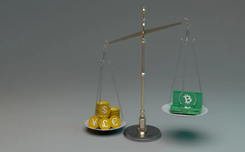 Scale with different currencies weighing more than bitcoin