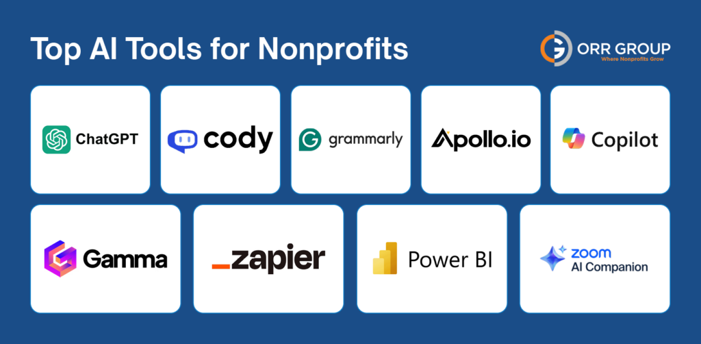 The top AI tools for nonprofits, as explained below
